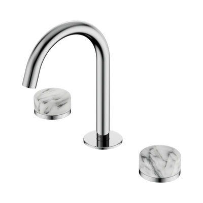 NERO SERENITY BASIN SET ARC SPOUT WITH ARABESCATO CORCHIA HANDLE 210MM CHROME