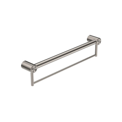 NERO MECCA CARE 32MM GRAB RAIL WITH TOWEL HOLDER BRUSHED NICKEL (AVAILABLE IN 300MM, 600MM AND 900MM)
