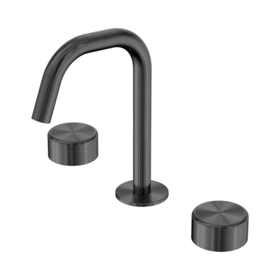 NERO SERENITY BASIN SET EDGE SPOUT WITH METAL HANDLE 210MM GUN METAL