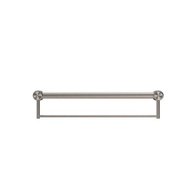 NERO MECCA CARE 32MM GRAB RAIL WITH TOWEL HOLDER BRUSHED NICKEL (AVAILABLE IN 300MM, 600MM AND 900MM)