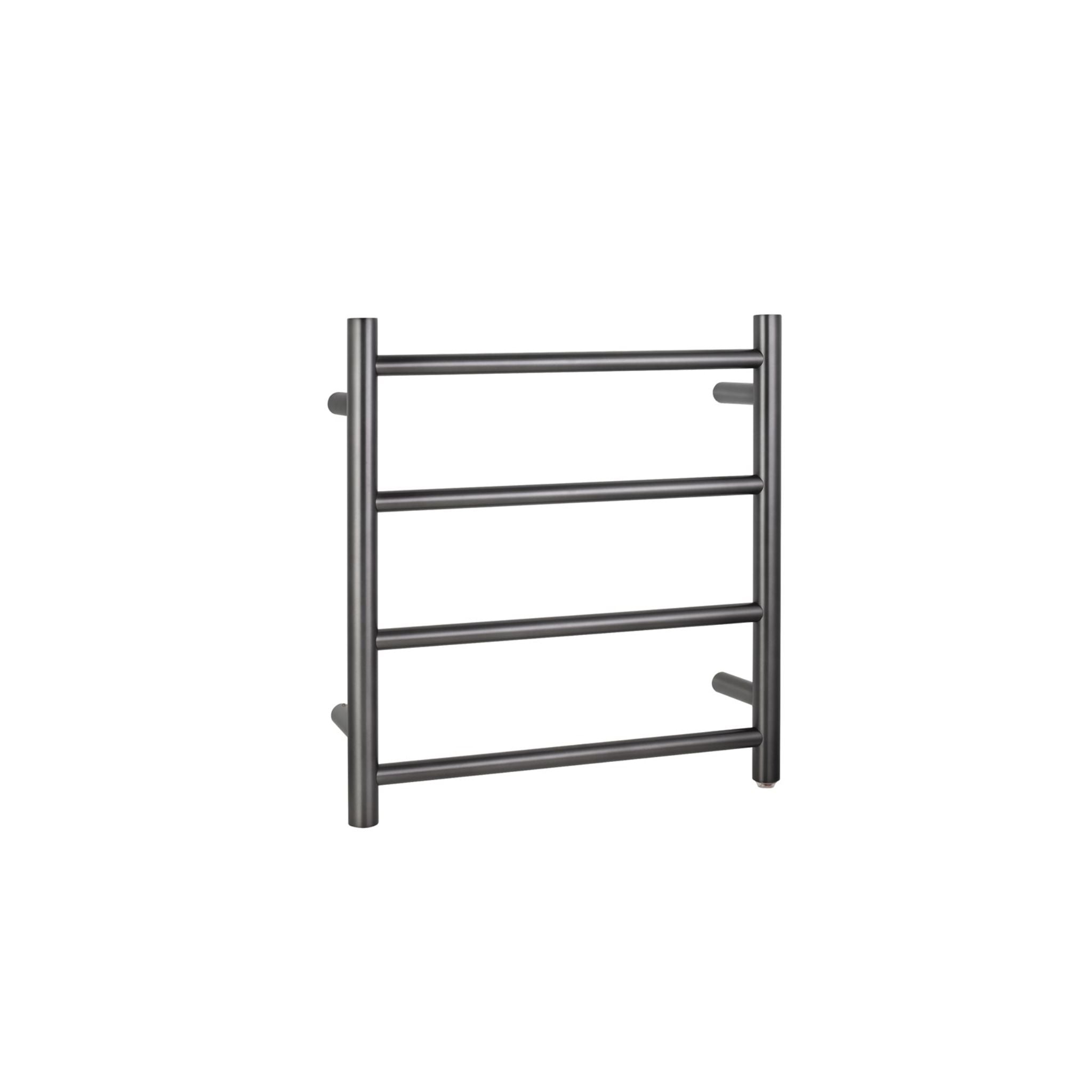 AQUAPERLA 4-BAR ROUND LADDER HEATED TOWEL RAIL BRUSHED GUN METAL 520MM