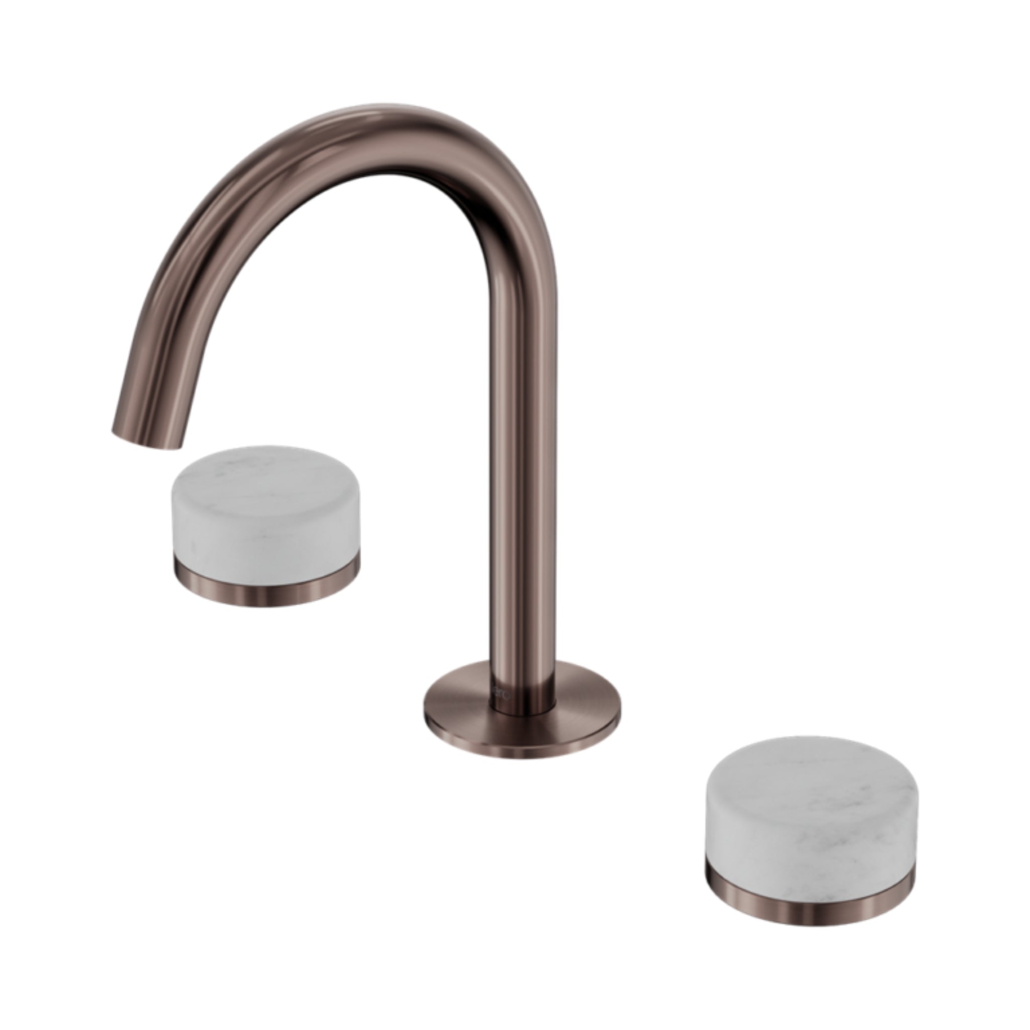 NERO SERENITY BASIN SET ARC SPOUT WITH CARRARA HANDLE 210MM BRUSHED BRONZE