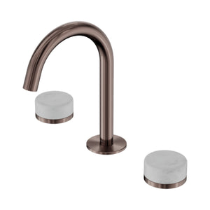 NERO SERENITY BASIN SET ARC SPOUT WITH CARRARA HANDLE 210MM BRUSHED BRONZE
