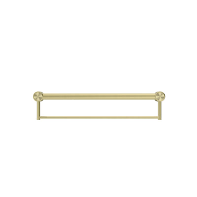 NERO MECCA CARE 32MM GRAB RAIL WITH TOWEL HOLDER BRUSHED GOLD (AVAILABLE IN 300MM, 600MM AND 900MM)