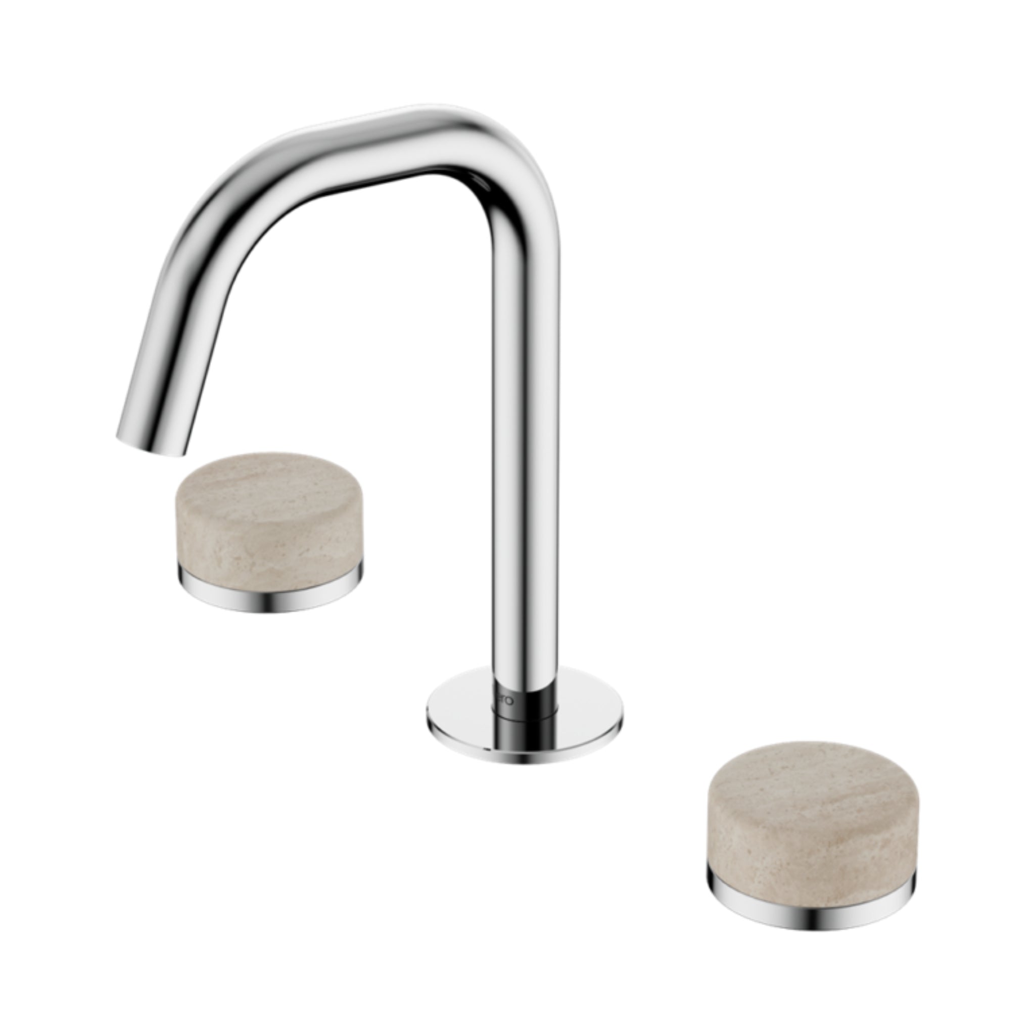 NERO SERENITY BASIN SET EDGE SPOUT WITH ROME TRAVERTINE HANDLE 210MM CHROME