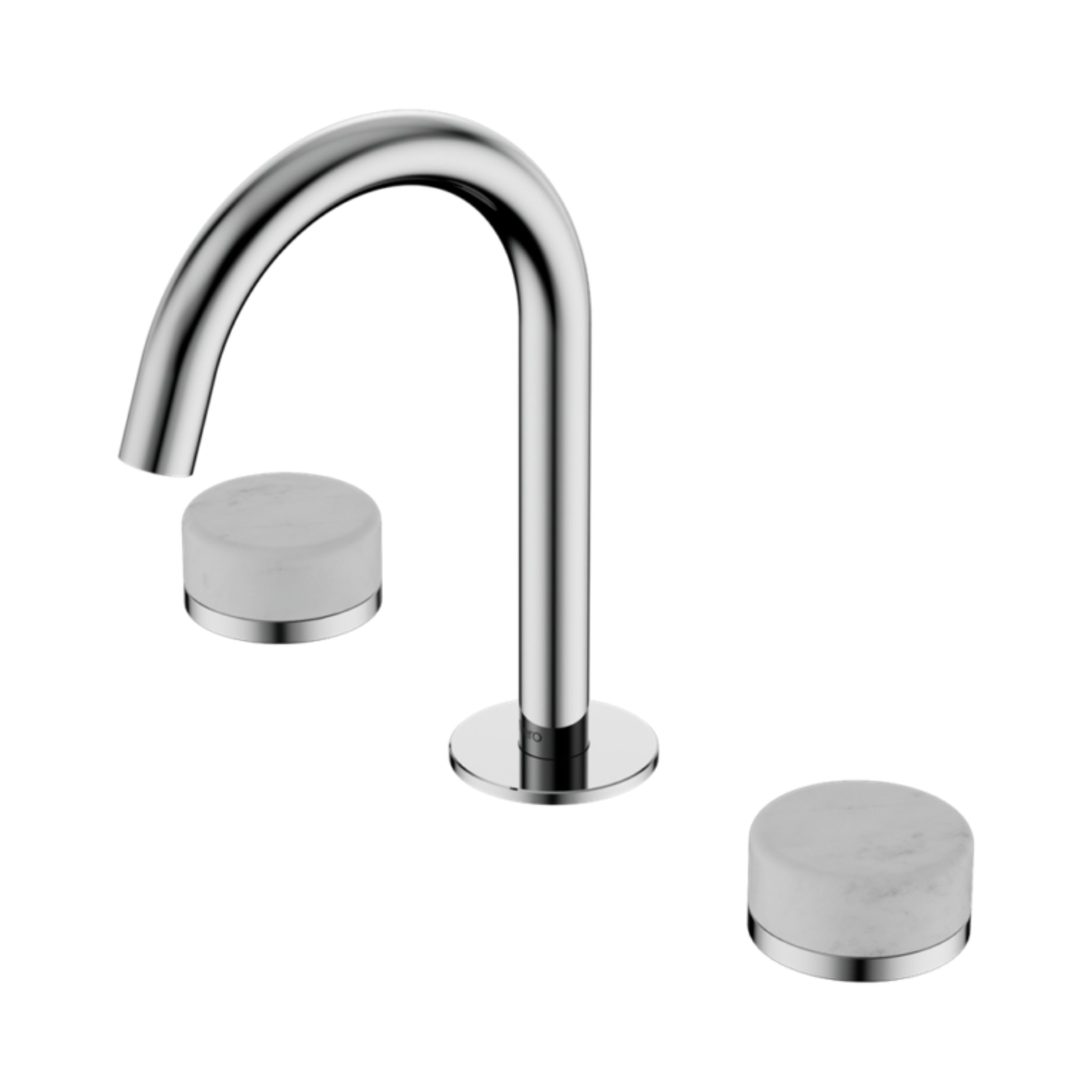 NERO SERENITY BASIN SET ARC SPOUT WITH CARRARA HANDLE 210MM HANDLE CHROME