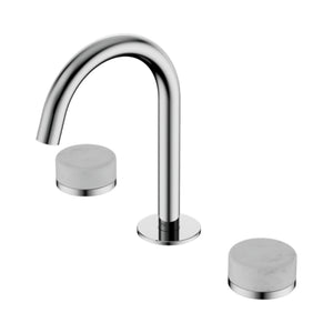 NERO SERENITY BASIN SET ARC SPOUT WITH CARRARA HANDLE 210MM HANDLE CHROME