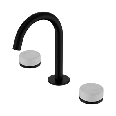 NERO SERENITY BASIN SET ARC SPOUT WITH CARRARA HANDLE 210MM MATTE BLACK