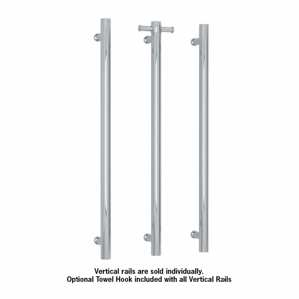 THERMOGROUP ROUND NON-HEATED VERTICAL SINGLE TOWEL RAIL POLISHED STAINLESS STEEL 142MM