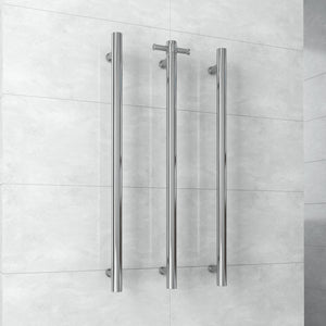 THERMOGROUP ROUND NON-HEATED VERTICAL SINGLE TOWEL RAIL POLISHED STAINLESS STEEL 142MM