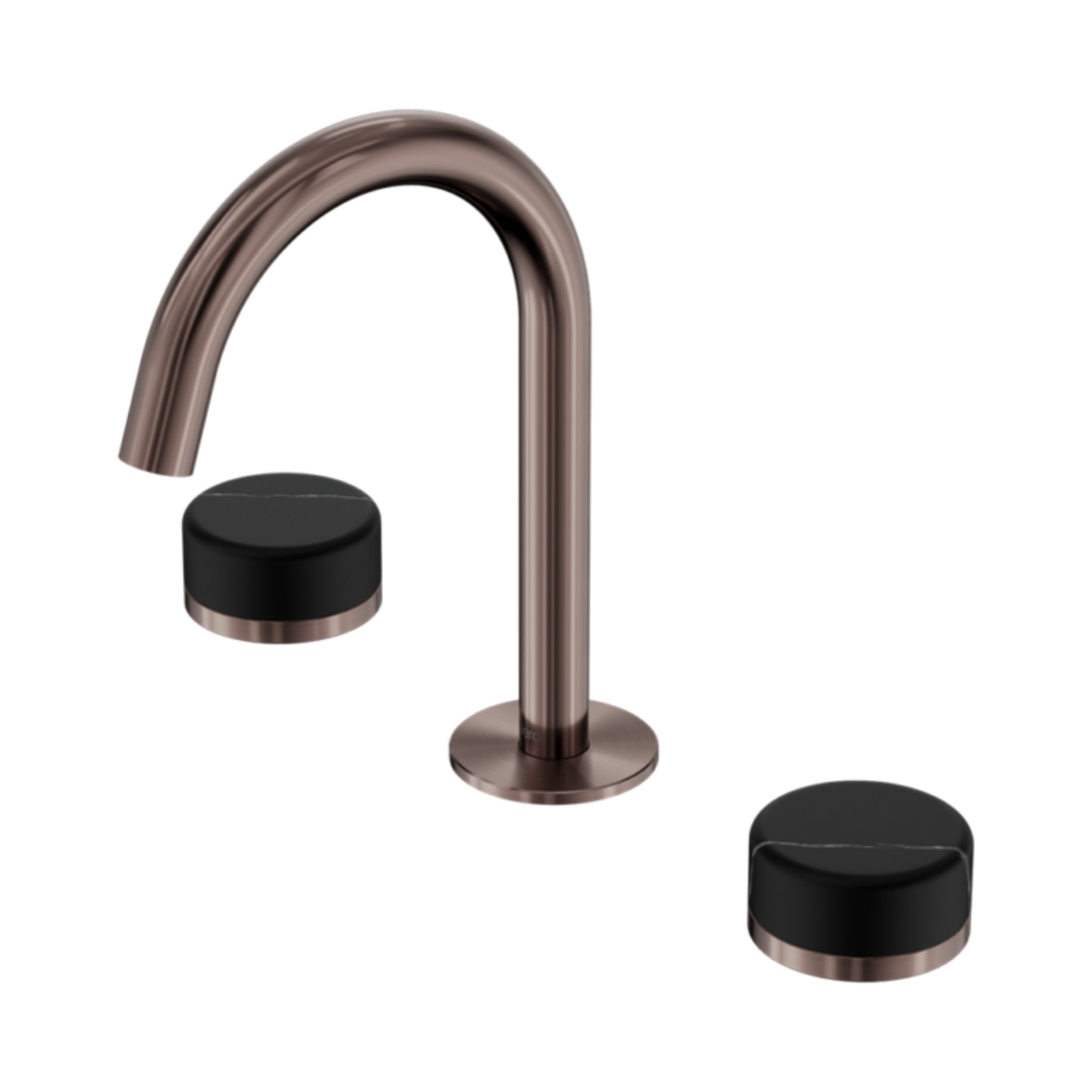 NERO SERENITY BASIN SET ARC SPOUT WITH MARQUINA BLACK HANDLE 210MM BRUSHED BRONZE