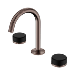 NERO SERENITY BASIN SET ARC SPOUT WITH MARQUINA BLACK HANDLE 210MM BRUSHED BRONZE