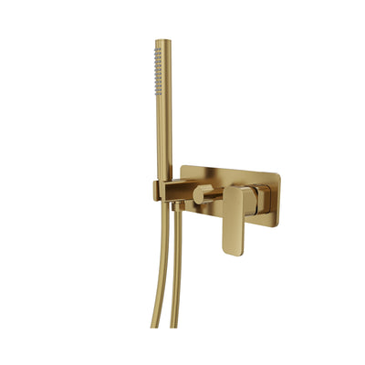 LINSOL ZIA WALL MIXER WITH HAND SHOWER BRUSHED BRASS