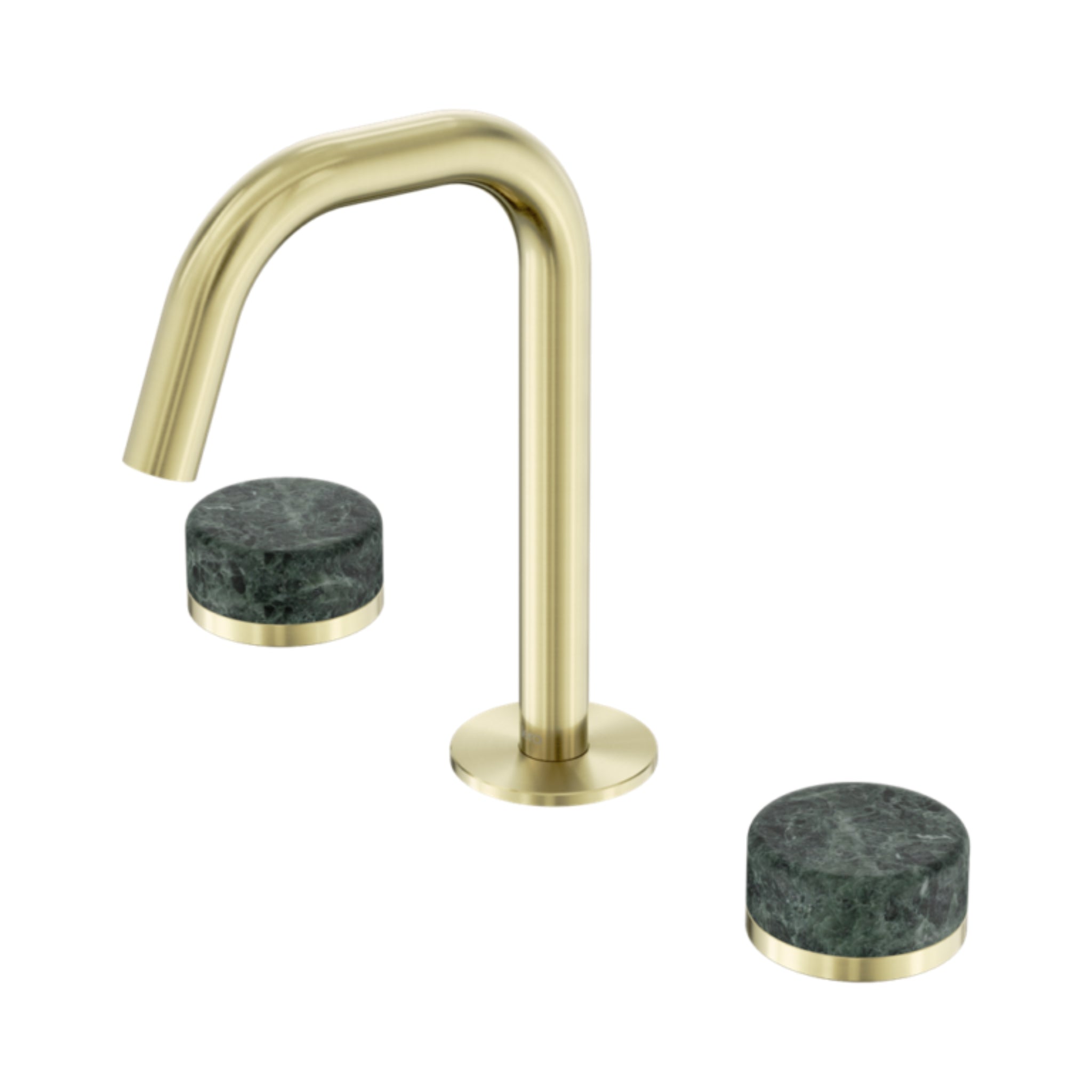 NERO SERENITY BASIN SET EDGE SPOUT WITH VERDE ALPI HANDLE 210MM BRUSHED GOLD