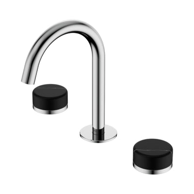 NERO SERENITY BASIN SET ARC SPOUT WITH MARQUINA BLACK HANDLE 210MM CHROME