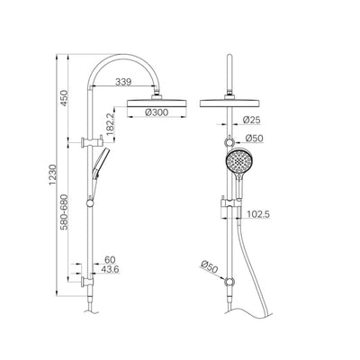 NERO SERENITY TWIN SHOWER GUN METAL