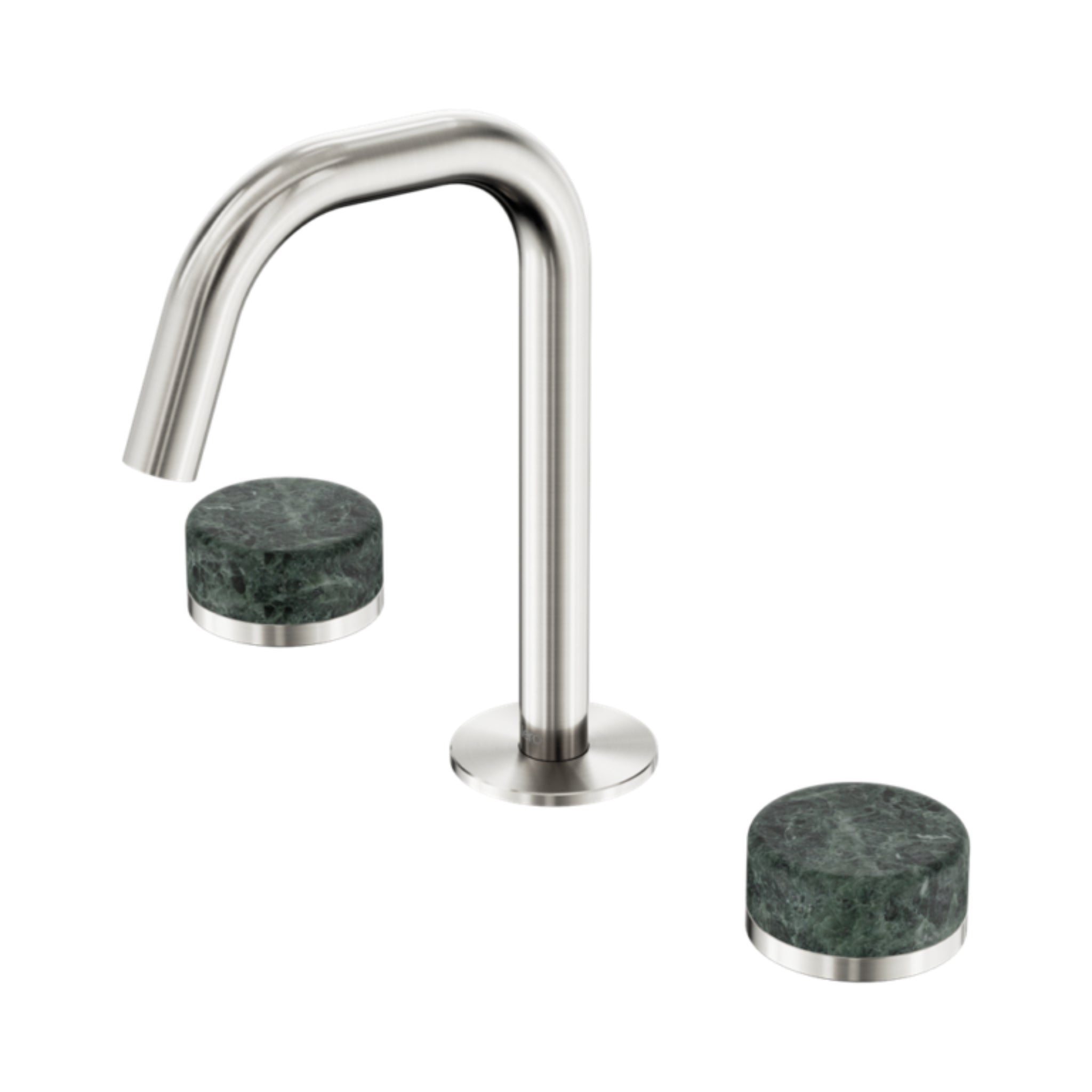 NERO SERENITY BASIN SET EDGE SPOUT WITH VERDE ALPI HANDLE 210MM BRUSHED NICKEL