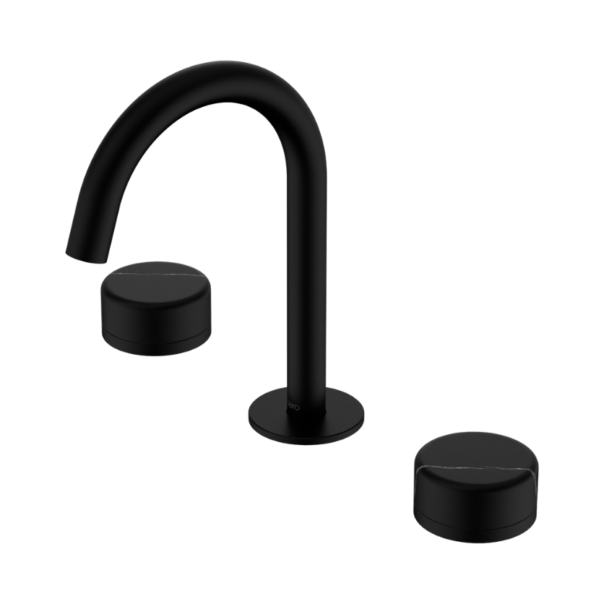 NERO SERENITY BASIN SET ARC SPOUT WITH MARQUINA BLACK HANDLE 210MM MATTE BLACK