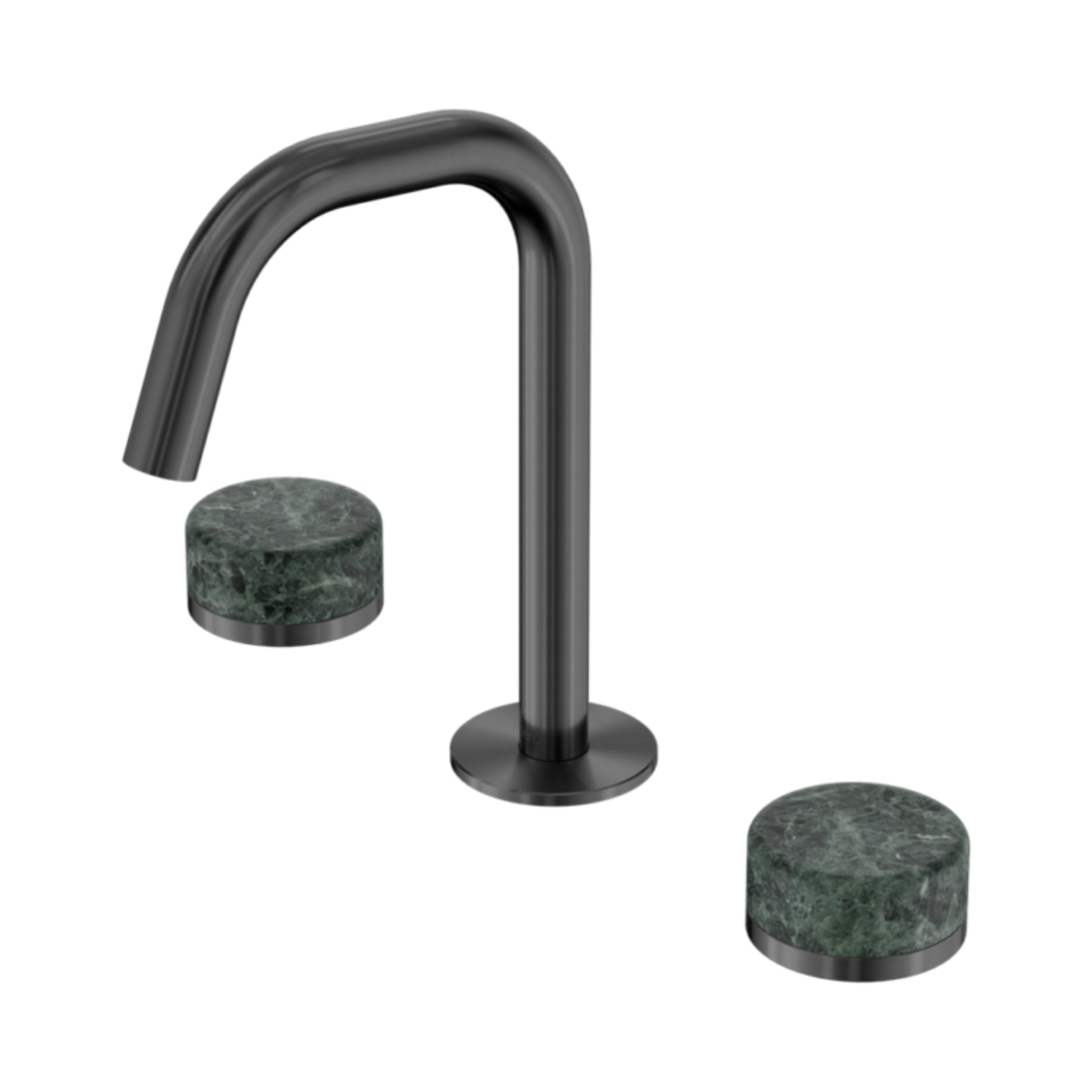 NERO SERENITY BASIN SET EDGE SPOUT WITH VERDE ALPI HANDLE 210MM GUN METAL