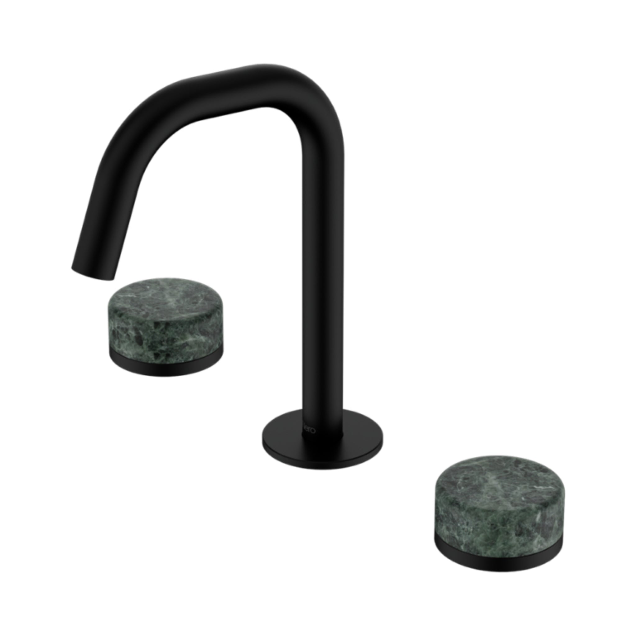 NERO SERENITY BASIN SET EDGE SPOUT WITH VERDE ALPI HANDLE 210MM MATTE BLACK