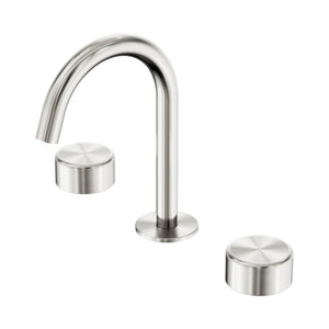 NERO SERENITY BASIN SET ARC SPOUT WITH METAL HANDLE 210MM BRUSHED NICKEL