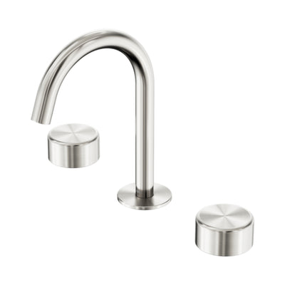 NERO SERENITY BASIN SET ARC SPOUT WITH METAL HANDLE 210MM BRUSHED NICKEL
