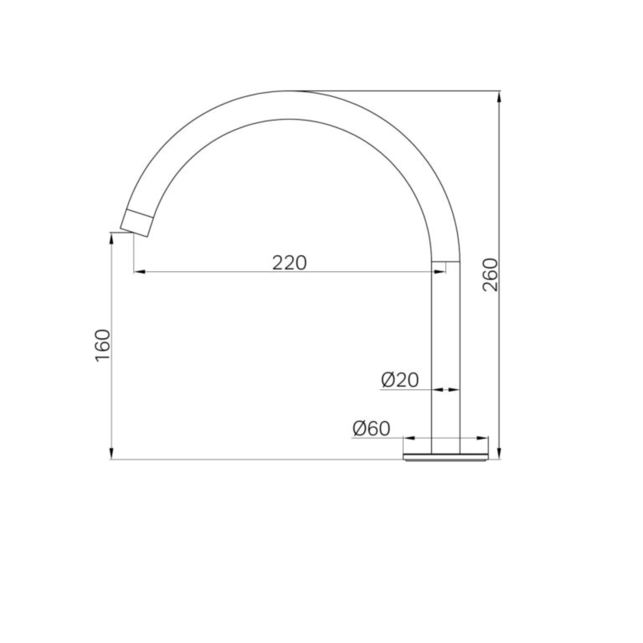 NERO SERENITY BATH/KITCHEN ARC SPOUT 260MM MATTE BLACK