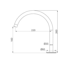 NERO SERENITY BATH/KITCHEN ARC SPOUT 260MM BRUSHED BRONZE