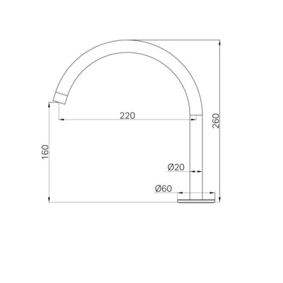 NERO SERENITY BATH/KITCHEN ARC SPOUT 260MM MATTE BLACK