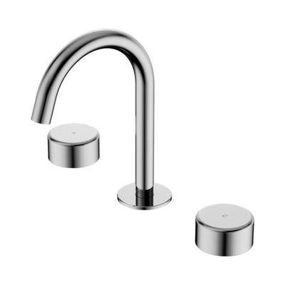 NERO SERENITY BASIN SET ARC SPOUT WITH METAL HANDLE 210MM CHROME