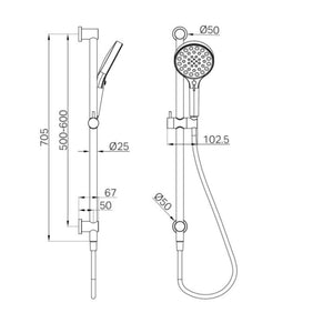 NERO SERENITY RAIL SHOWER 705MM BRUSHED GOLD