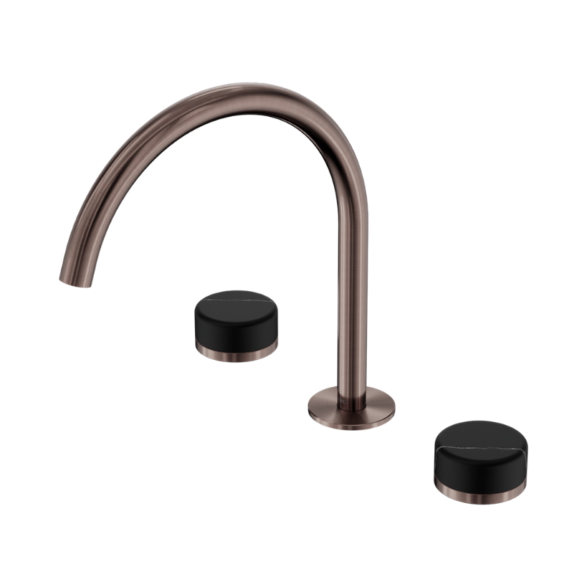 NERO SERENITY BATH/KITCHEN SET ARC SPOUT WITH MARQUINA BLACK HANDLE 260MM BRUSHED BRONZE