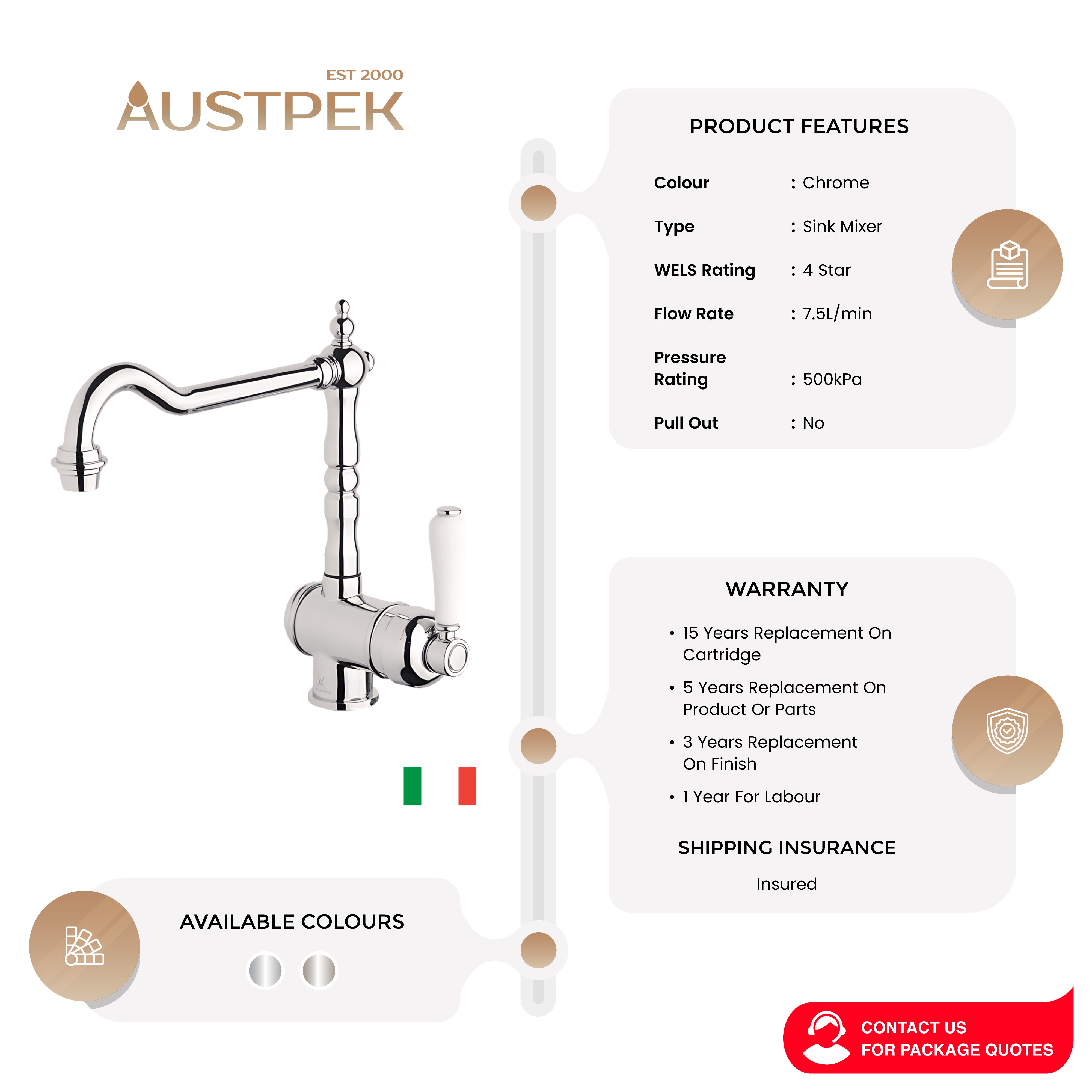 ARMANDO VICARIO PROVINCIAL SINK MIXER CHROME