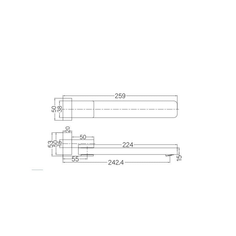 NERO CELIA SWIVEL BATH SPOUT 259MM BRUSHED NICKEL
