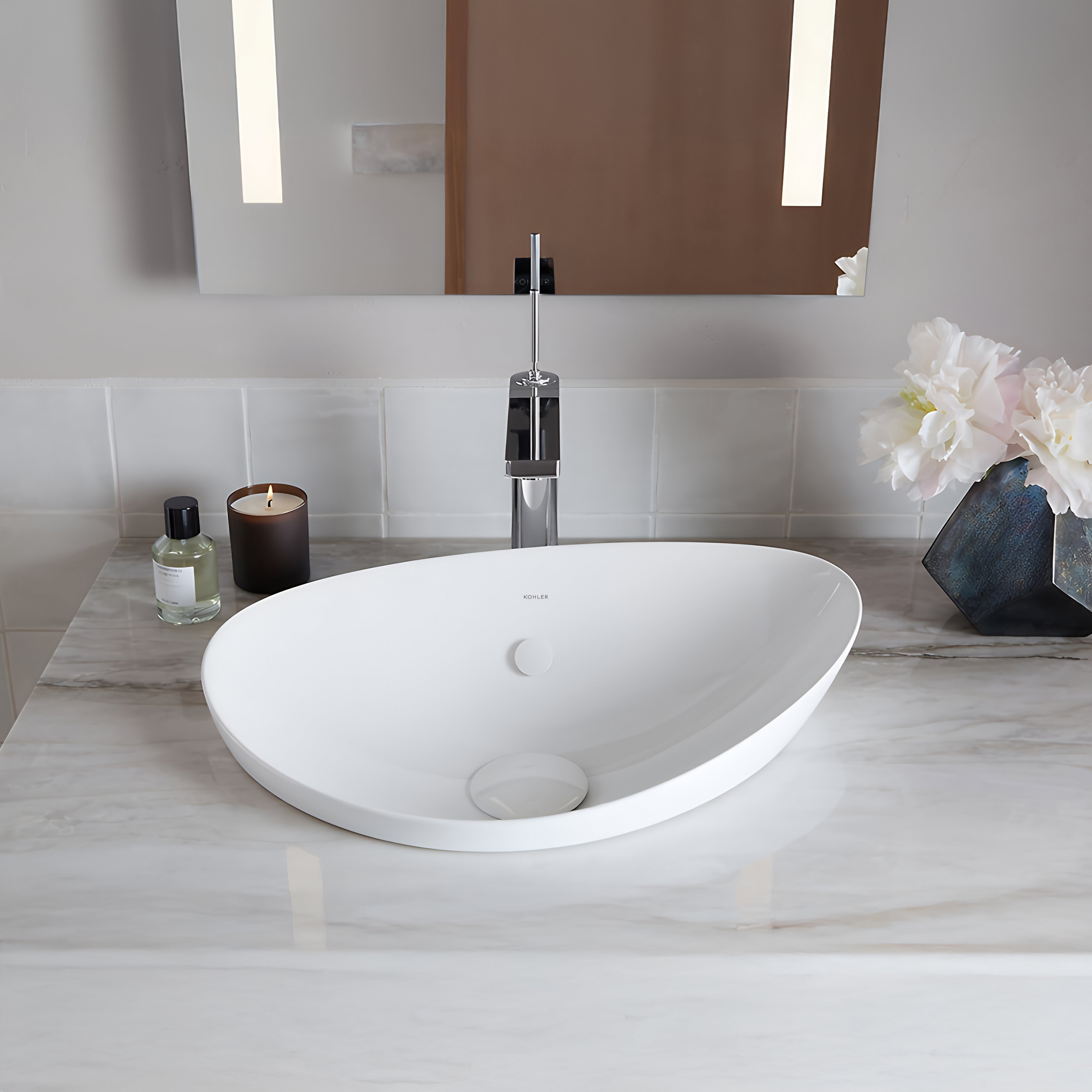 KOHLER VEIL SEMI INSET BASIN WHITE 530MM
