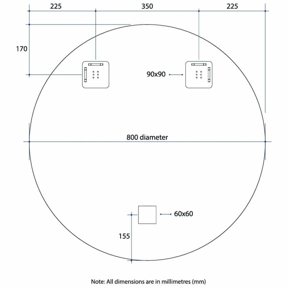 THERMOGROUP ABLAZE ROUND POLISHED EDGE MIRROR 800MM