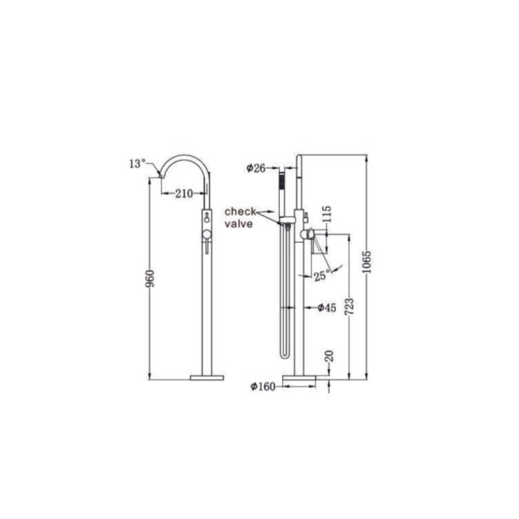 NERO MECCA FREESTANDING MIXER WITH HAND SHOWER CHROME