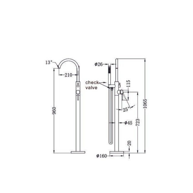 NERO MECCA FREESTANDING MIXER WITH HAND SHOWER MATTE BLACK