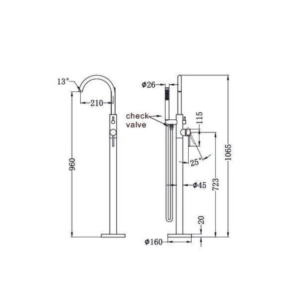 NERO MECCA FREESTANDING MIXER WITH HAND SHOWER GUN METAL