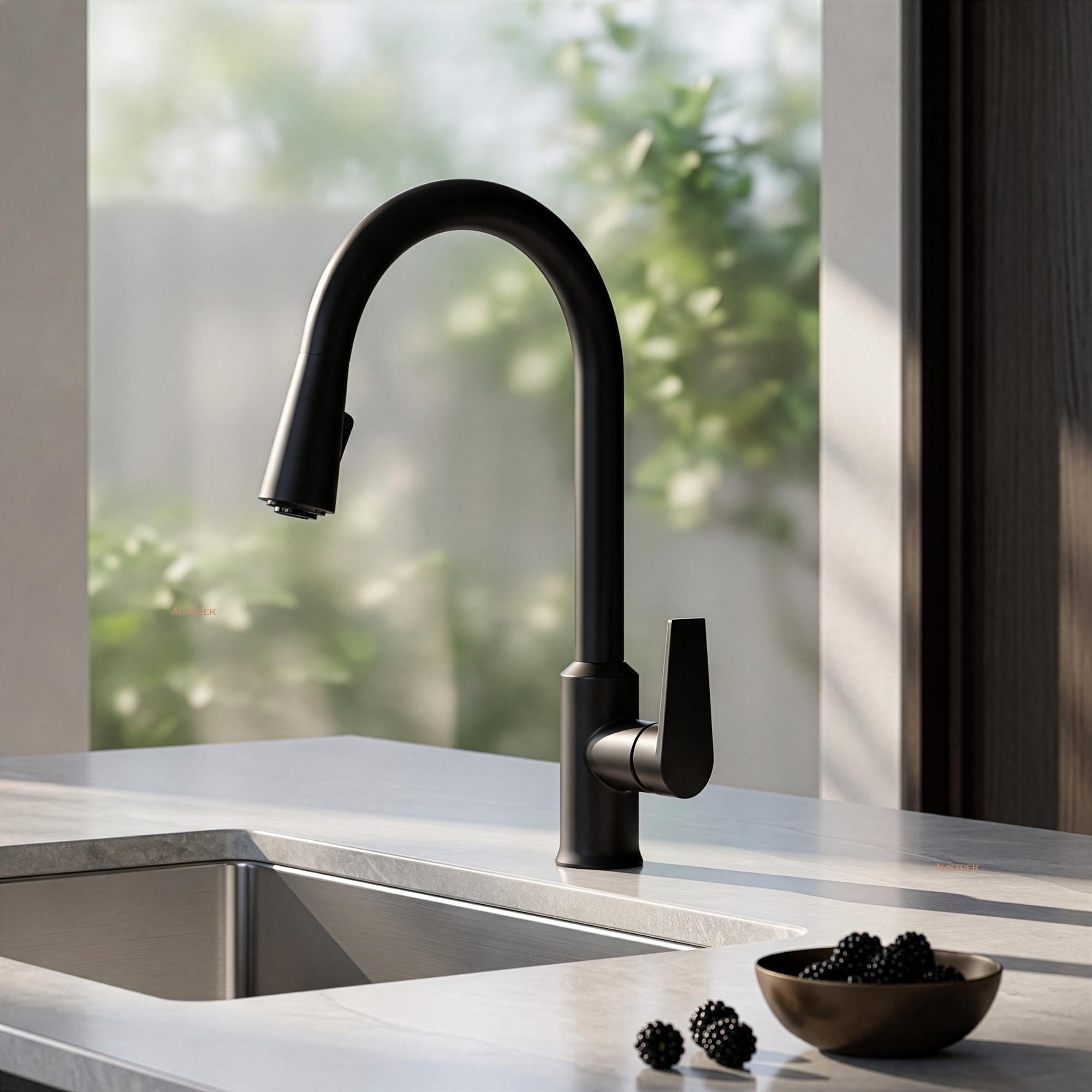 KOHLER TAUT PULL OUT SPRAY KITCHEN SINK MIXER 389MM MATTE BLACK