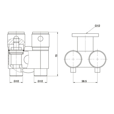 AMOZA DUAL CISTERN TAP BRUSHED COPPER