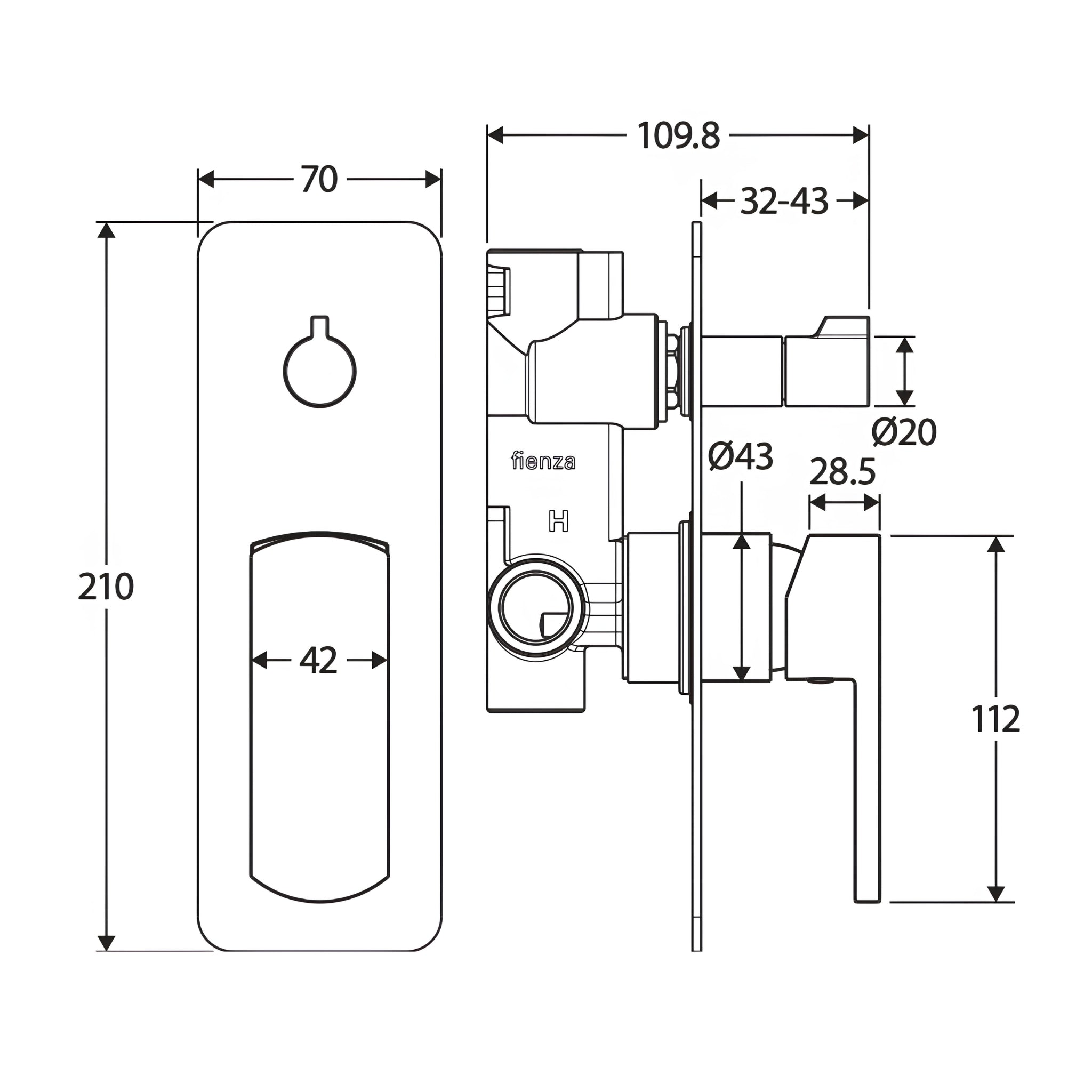 FIENZA KOKO LEAD FREE WALL DIVERTER MIXER CHROME