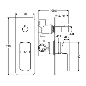 FIENZA KOKO LEAD FREE WALL DIVERTER MIXER CHROME