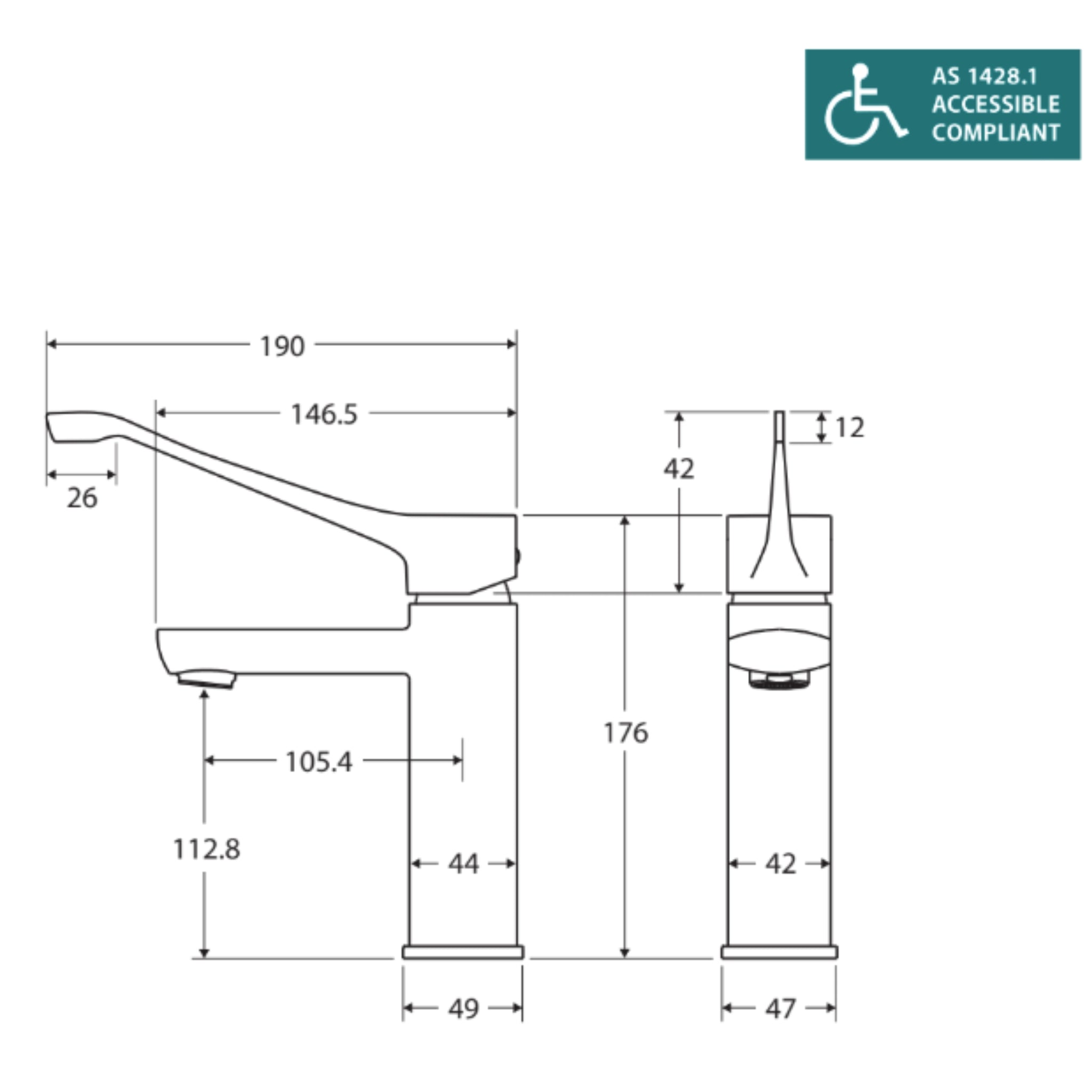 FIENZA KOKO CARE BASIN MIXER MATTE BLACK 176MM