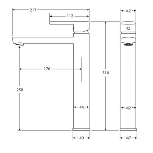 FIENZA KOKO TALL BASIN MIXER 316MM MATTE BLACK