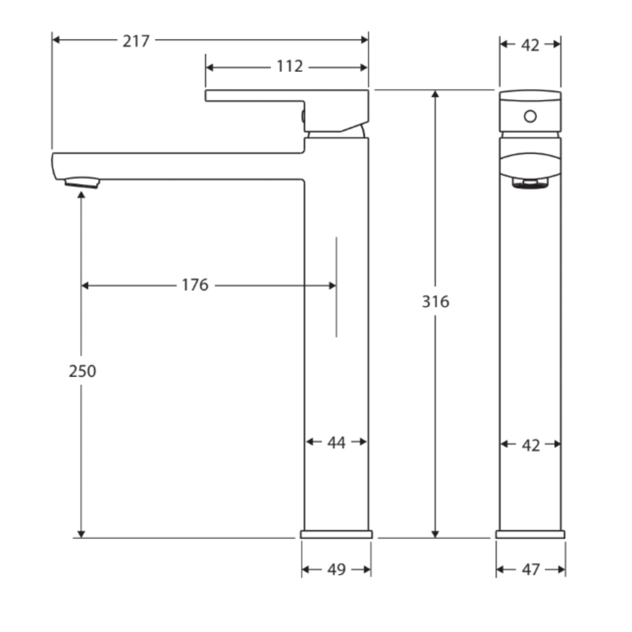 FIENZA KOKO TALL BASIN MIXER 316MM CHROME