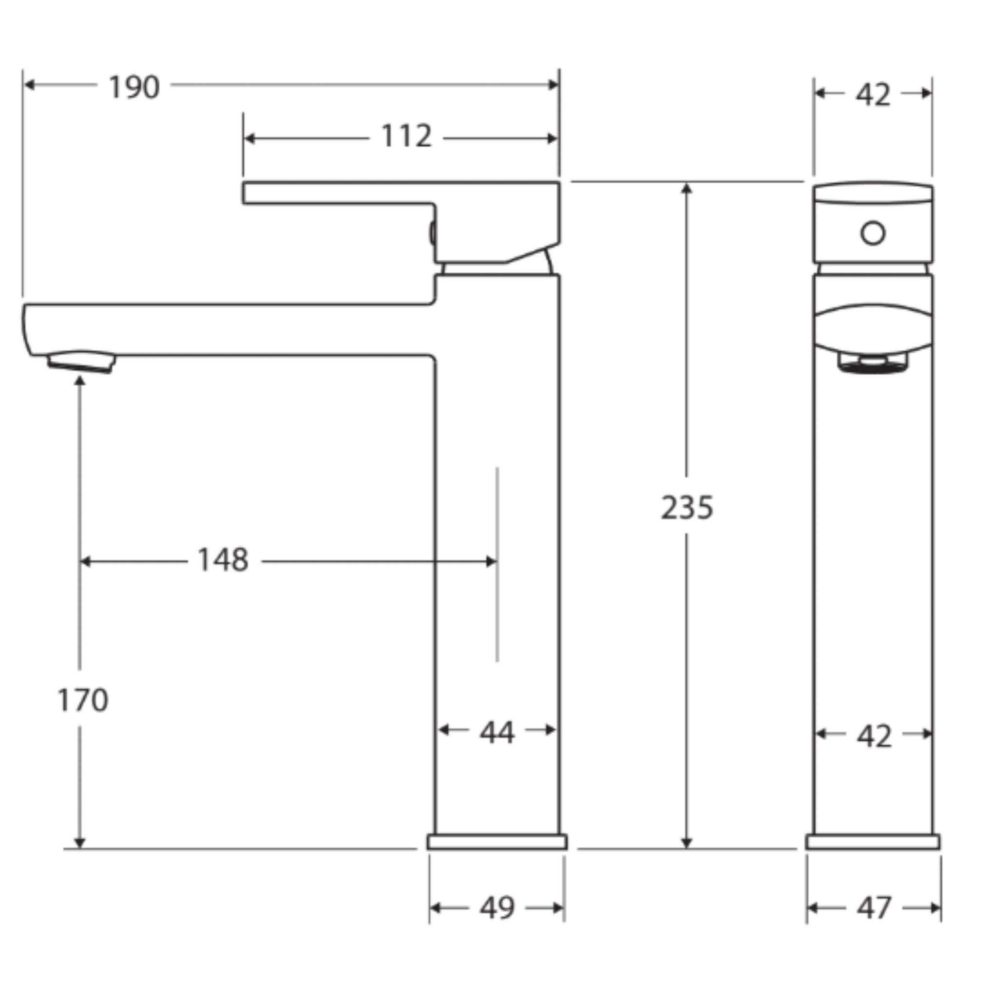 FIENZA KOKO BASIN MIXER 235MM MATTE BLACK
