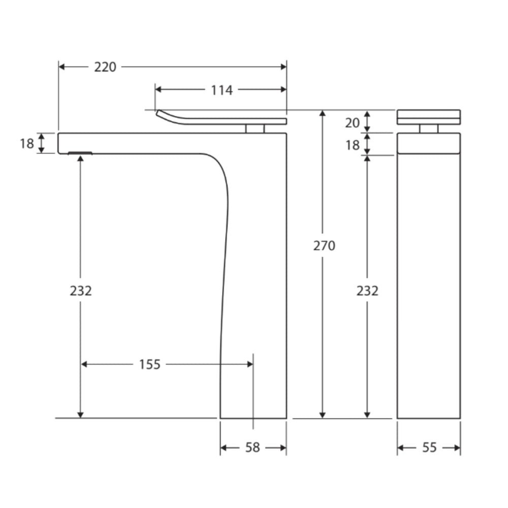 FIENZA LINCOLN TALL BASIN MIXER 270MM CHROME