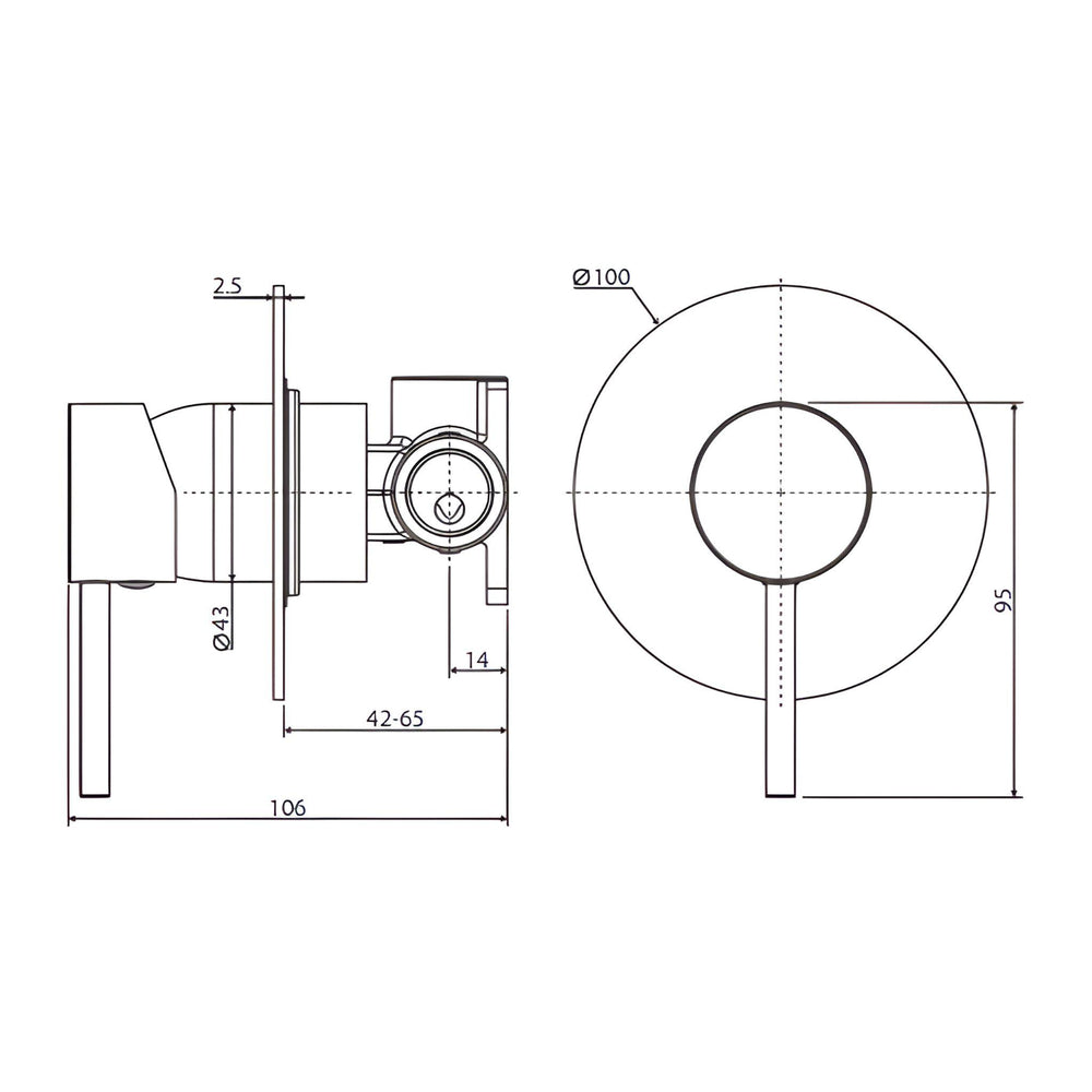 FIENZA KAYA LEAD FREE WALL MIXER LARGE ROUND PLATE 100MM BRUSHED NICKEL