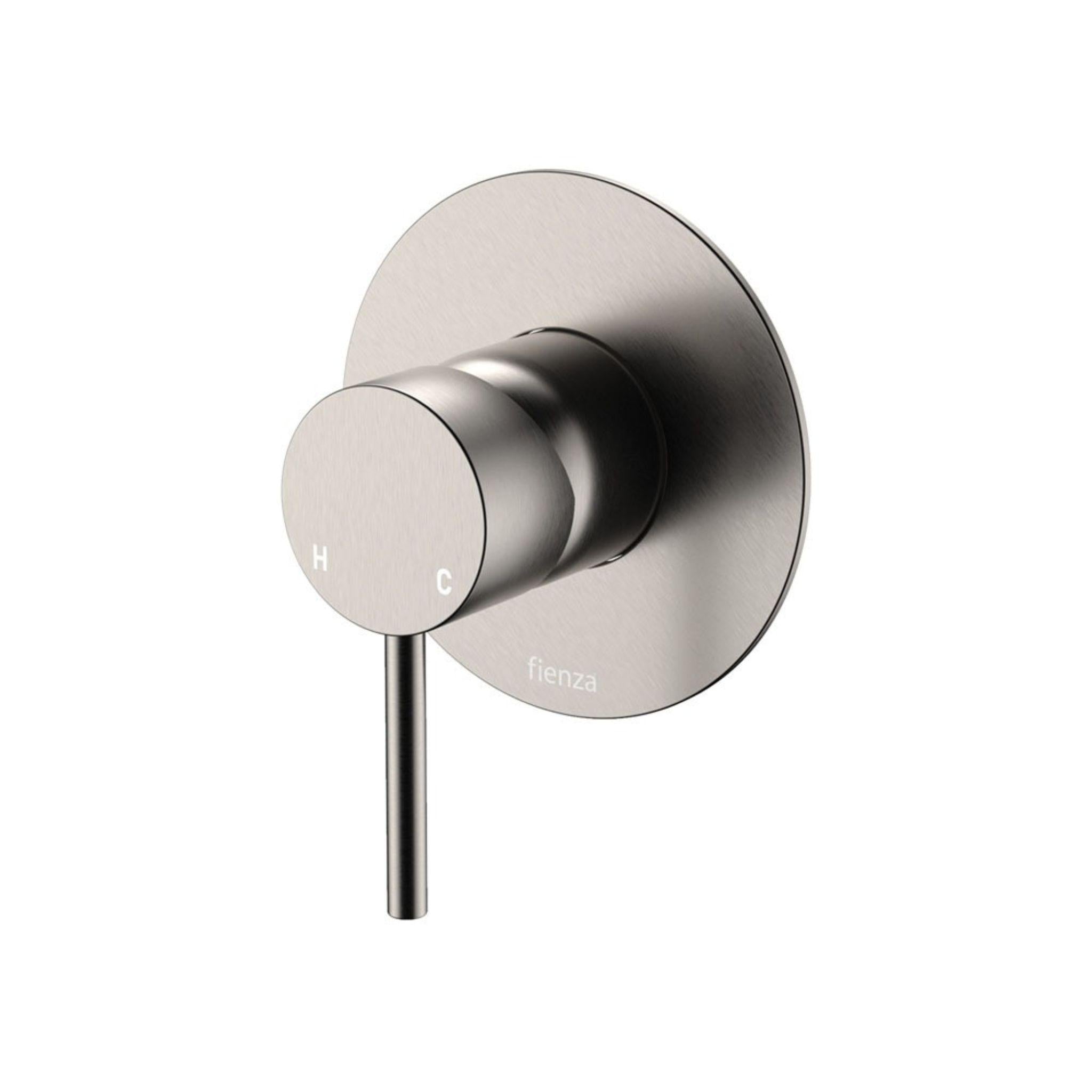 FIENZA KAYA LEAD FREE WALL MIXER LARGE ROUND PLATE 100MM BRUSHED NICKEL